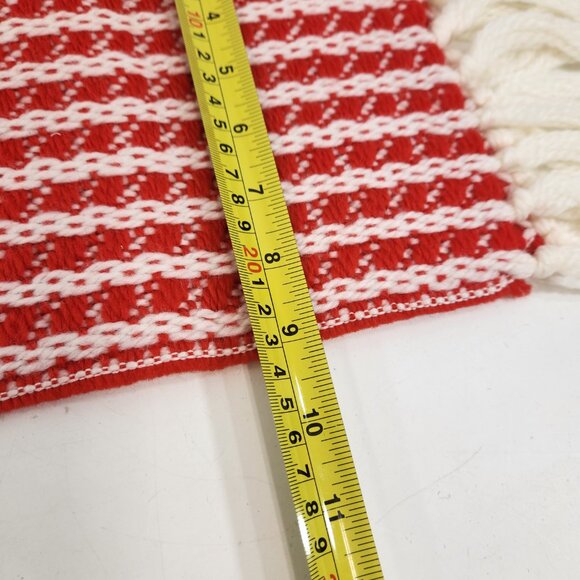 Vintage Wool Knit Red White Striped Scarf West Germany Candy Cane Fringed - Picture 7 of 7